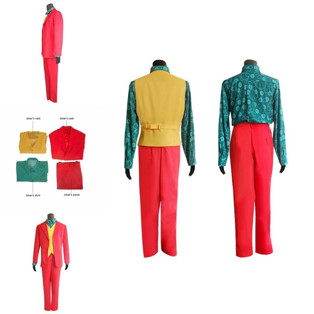 Neues Herren Joker Film Arthur Fleck 4-teiliges Anzug Set Clown Halloween Kostüm Cosplay