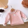 Children's Thicken Long Sleeve T-shirt Round Collar Bowknot Versatile Stylish Top For Autumn And Winter Suitable For Toddler Girls