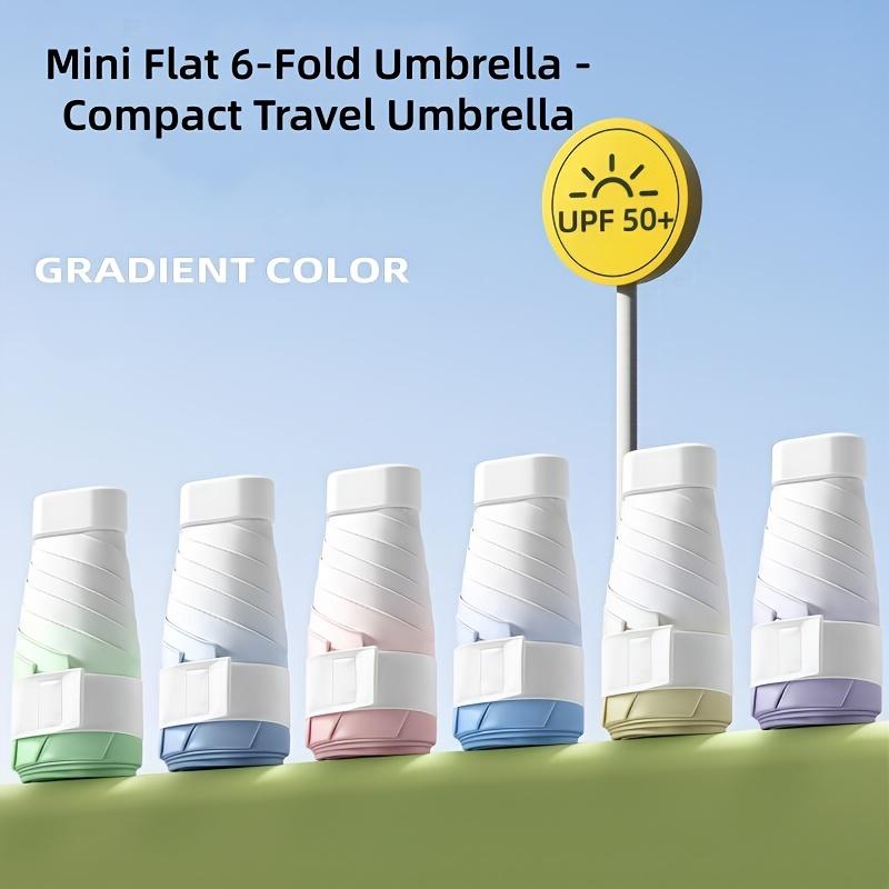 Mini Flat 6 Fold Pocket Umbrella UPF 50 Plus UV Protection Gradient Color Compact Travel Parasol Lightweight Windproof