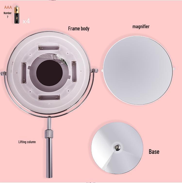8" Double-Sided LED Lighted Makeup Mirror with Adjustable Height and Magnification