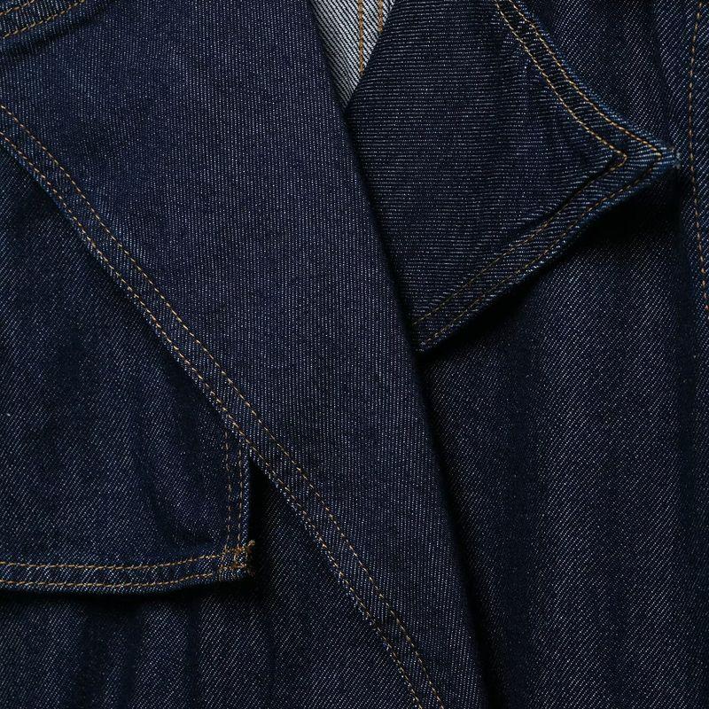 Kaslead New Women Clothes Western Style Fashion Short Wide Design Sense Denim Long Sleeve Trench Coat