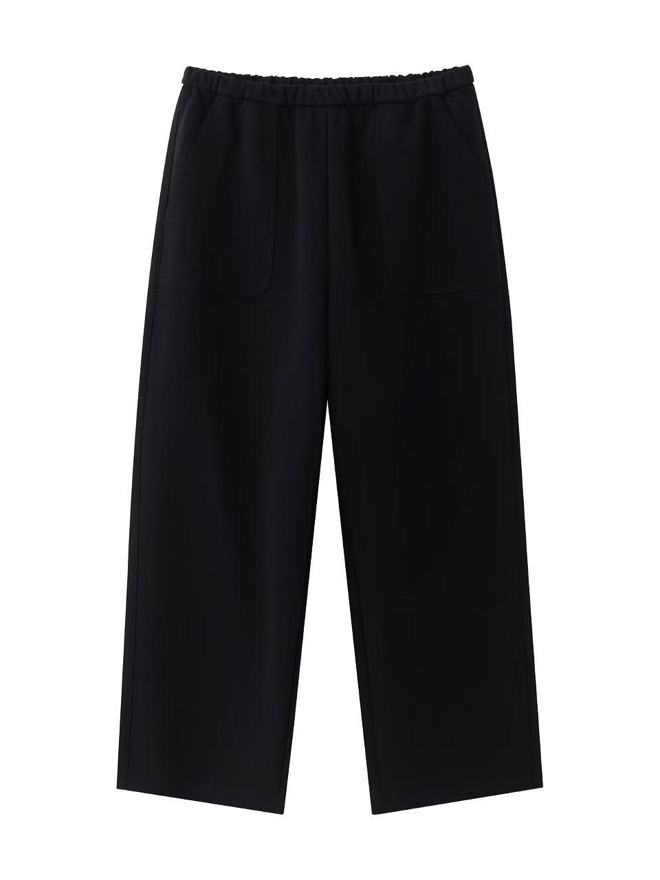 

So+ Женские весенние брюки с высокой талией и эффектом похудения - Повседневные, свободного кроя, с узкими прямыми штанинами, скрывающие бедра, универсальный дизайн с широкими штанинами. Small чёрный