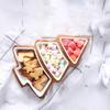 Ceramic Bamboo Wood Christmas Tree Partition Plate Platter Fruit Bowl Breakfast Dish Home Decoration