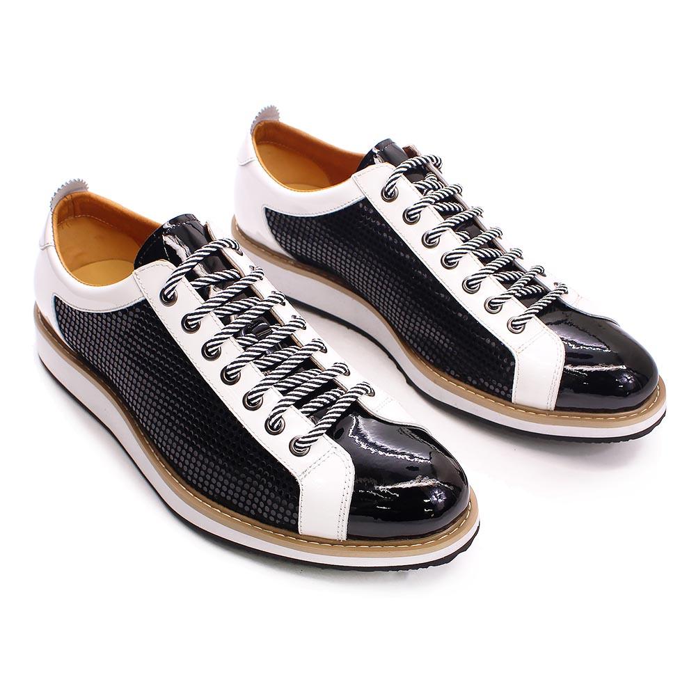 

Luxury Brand Large Size Men s Flat Sneakers 6 to 13 Patent Leather Lace-up Black White Casual Shoes for Men US 12 черный белый