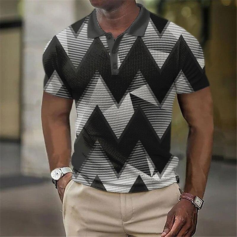 

men polo shirt short sleeve 3d print tops fashion polyester breathable comfortable polos shirts 4XL