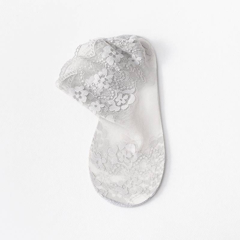 Женские тонкие кристальные гольфы до середины икры, не образующие зацепок, с белой кружевной отделкой - Дышащие летние чулки. One Size