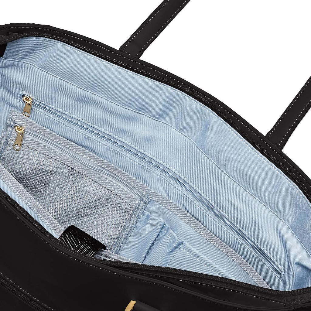 Prosperity White Business Tote Bag, Lightweight, Laptop Storage, A4B4 Size, Cowhide Leather and Nylon, PTNK-01 (Black)