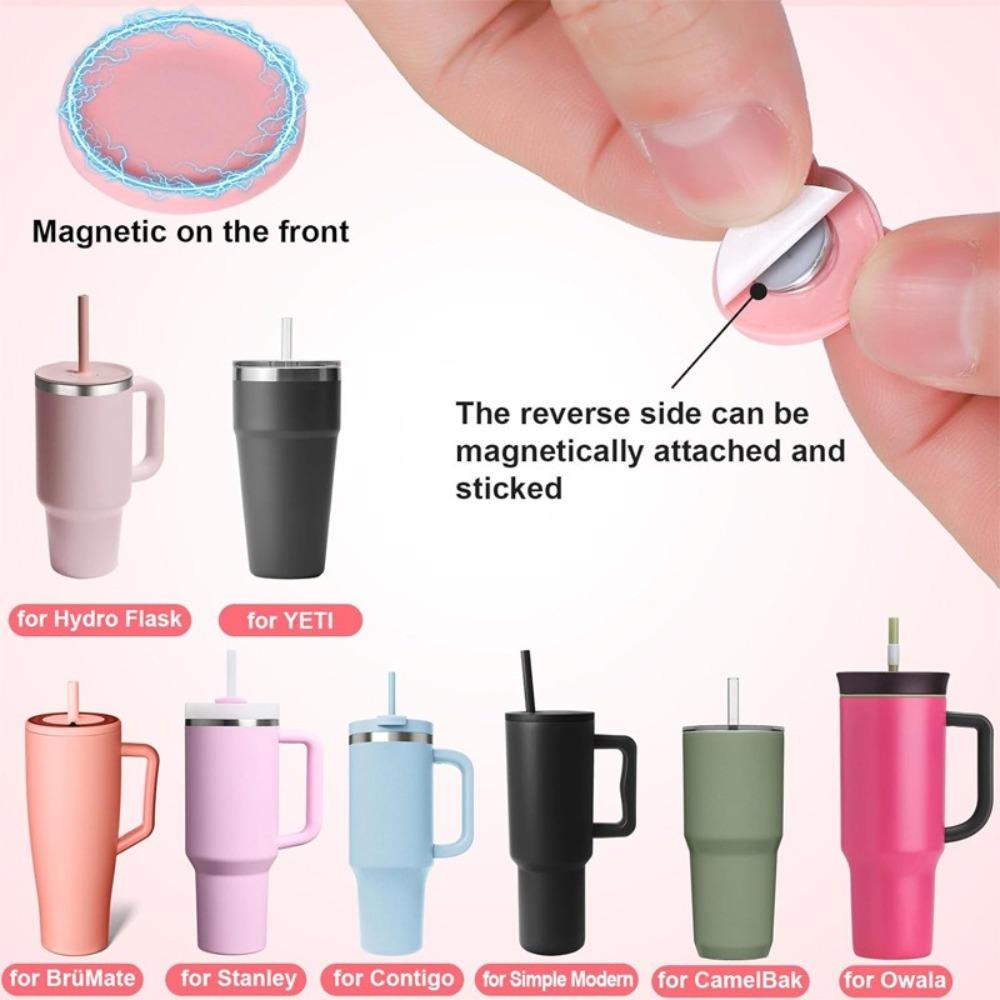 Portable Magnetic Suction Straw Cap Drinking Dust Plugs Tips Cover Reusable Silicone Straw Caps Water Bottle Accessories
