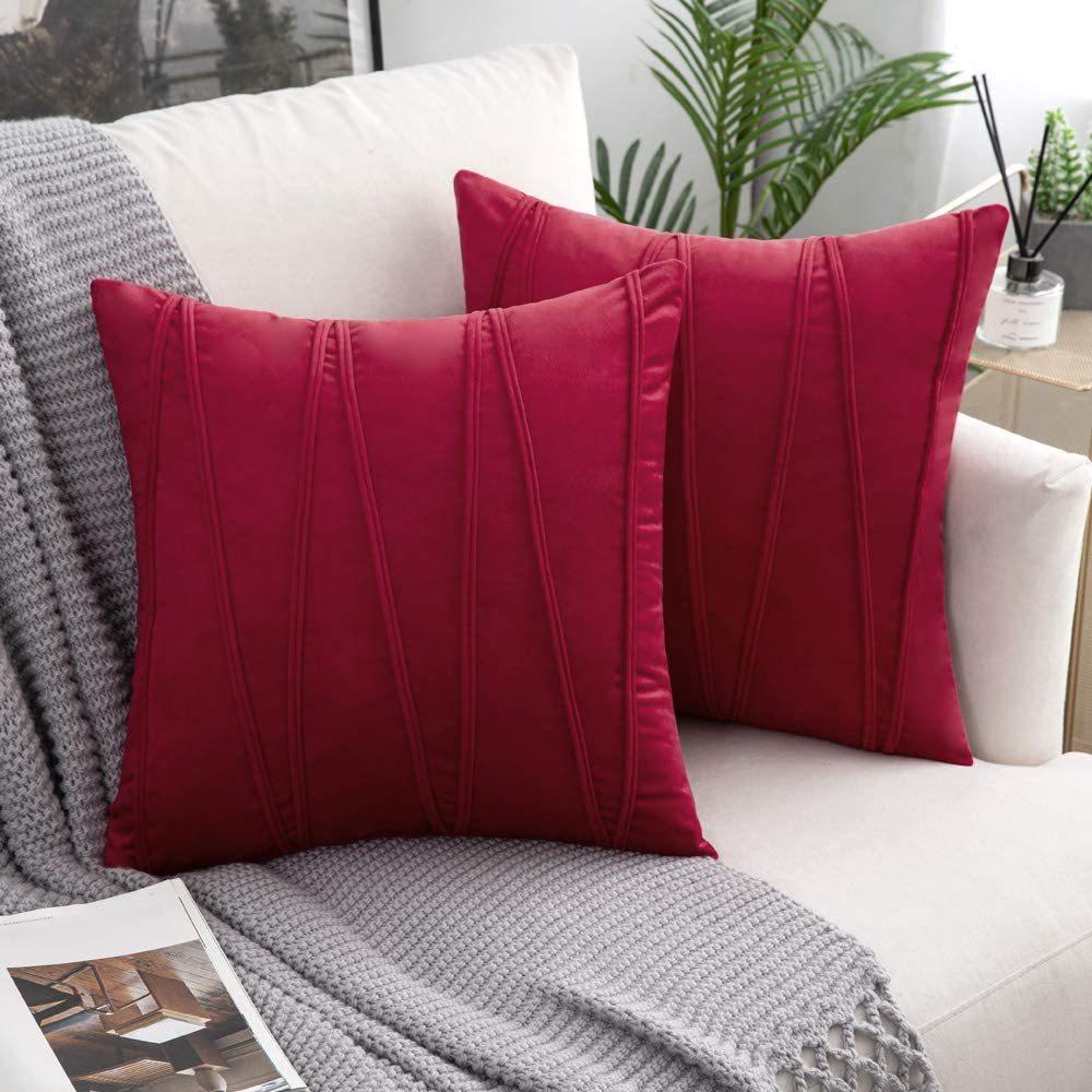 Velvet Sofa Cushion Plush Model Room Pillow Ins Solid Color Twill Pillow Case Office Bedside Pillow