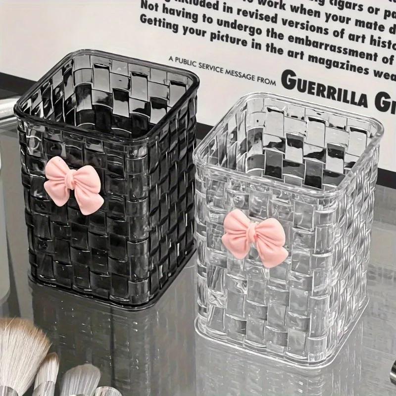 Acrylic Storage Basket Clear Desk Organizer Pen Holder For Accessories Stationery Office Desktop Cosmetic Brushes