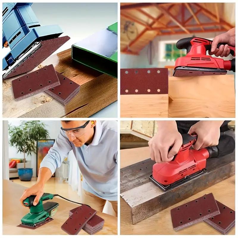 10 Stück 93 x 185 mm Schleifblätter 8 Löcher Klett Rechteckschleifer Sortiert zum Polieren Schleifen Metall