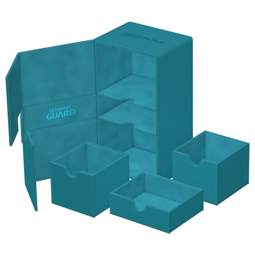 Ultimate Guard Twin Flip 'n' Tray Deck Case with 200+ Xeno Skins, Monochrome Petrol