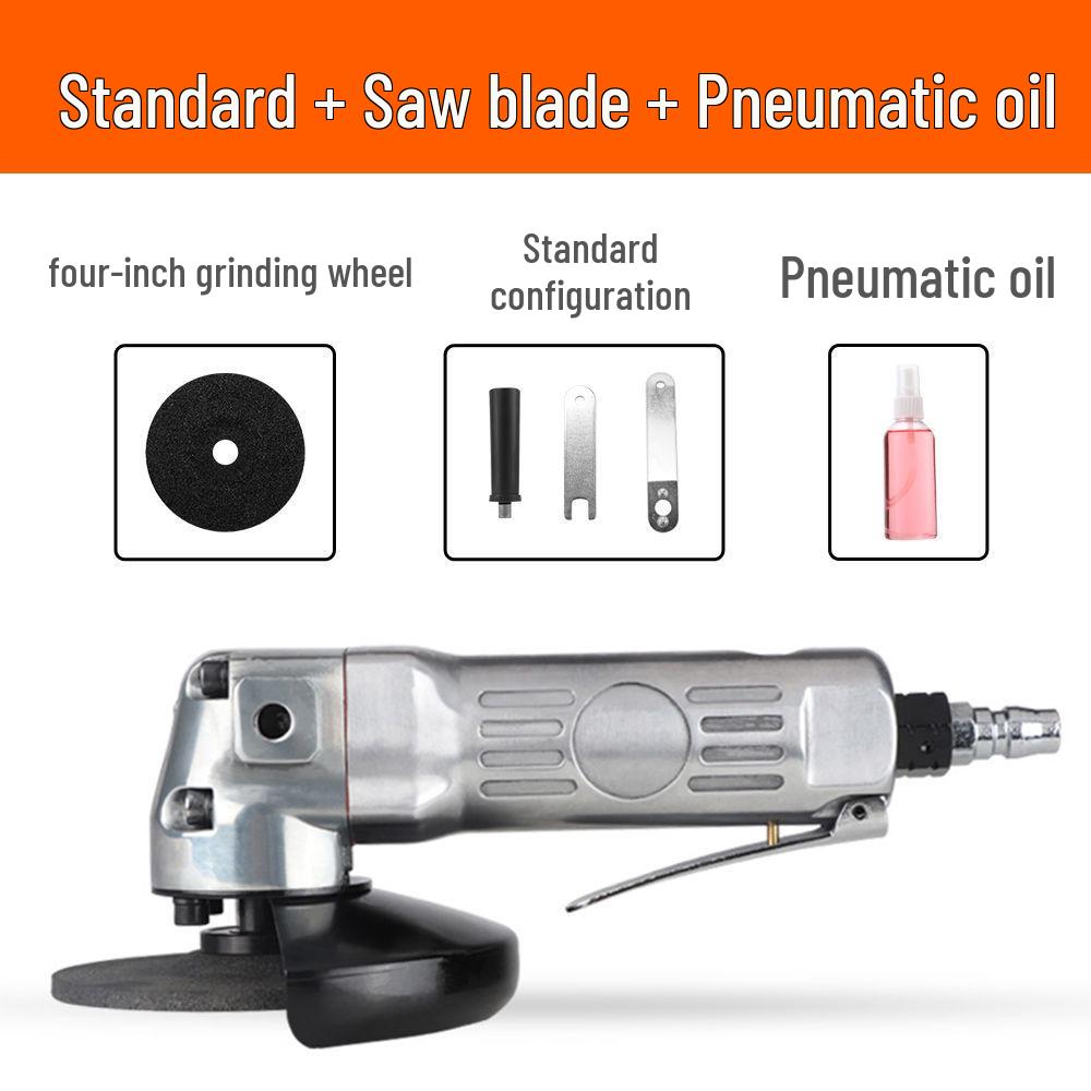 

4 Industrial Multifunctional Pneumatic Angle Grinder with Polishing, Grinding, and Cutting Wheel (100mm)