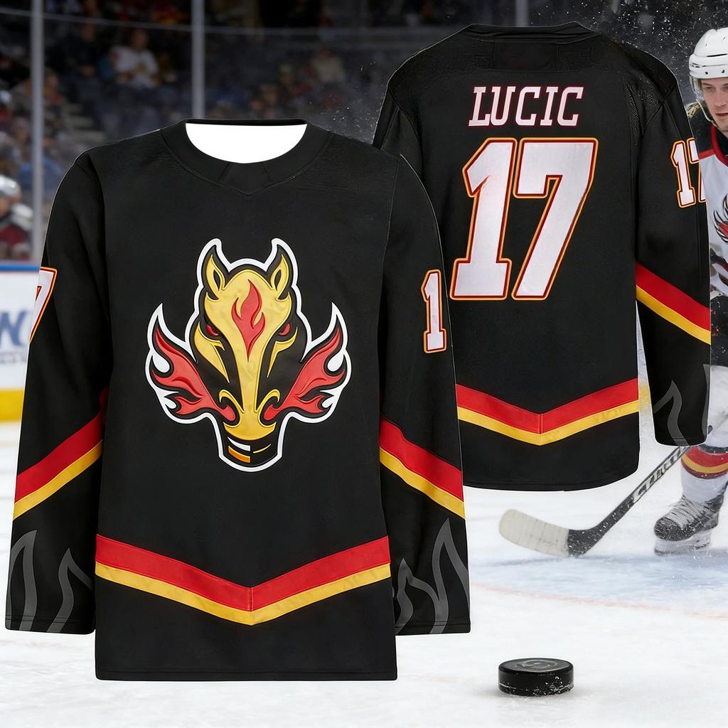 Model Chicago Men's Ice Hockey Sport Shirt - Blaze Fan - 3D Print - Breathable - Quick-Drying - Long Sleeve Kids