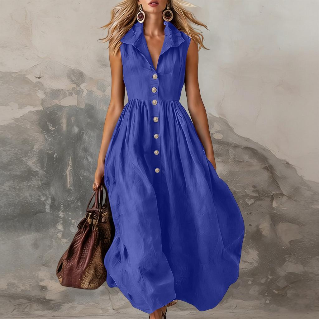 Mouweloze Maxi Jurk met Knopen voor Dames Zomerjurken voor Dames VK Dames Zomerjurken VK Dames Zomerjurken VK