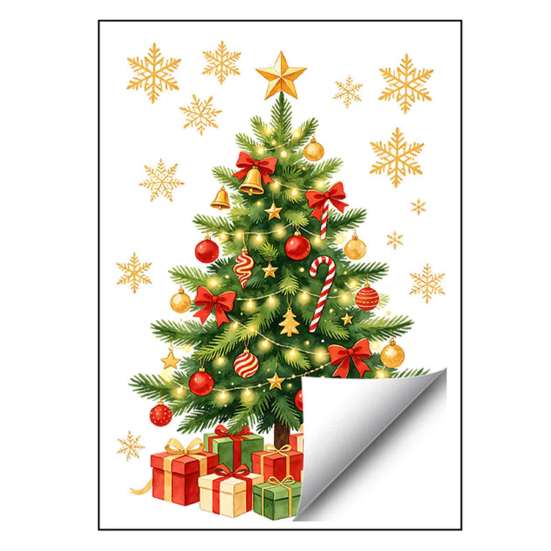 Winter Home Decor Christmas Window Clings, Cute Santa Claus Snowman Xmas Tree Stickers, Wall Stickers PVC Static Glass Decal for Living Room, Bedroom