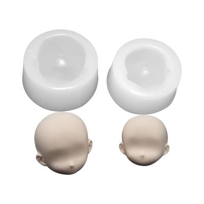 2Pcs Silicone Face Mould For Clay Doll Head Sugar Crafting Reusable Baking Sculpture Tool
