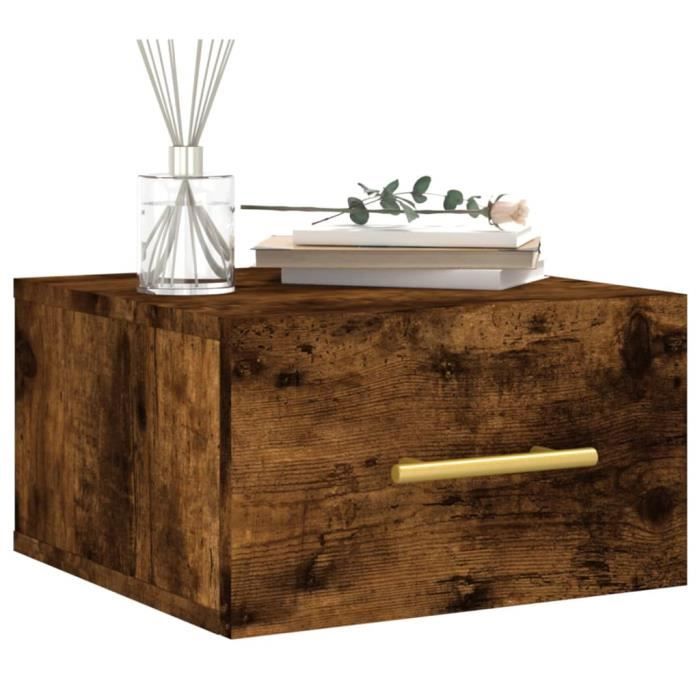 VidaXL Wall-mounted Bedside Table Smoked Oak 35x35x20 Cm 829798