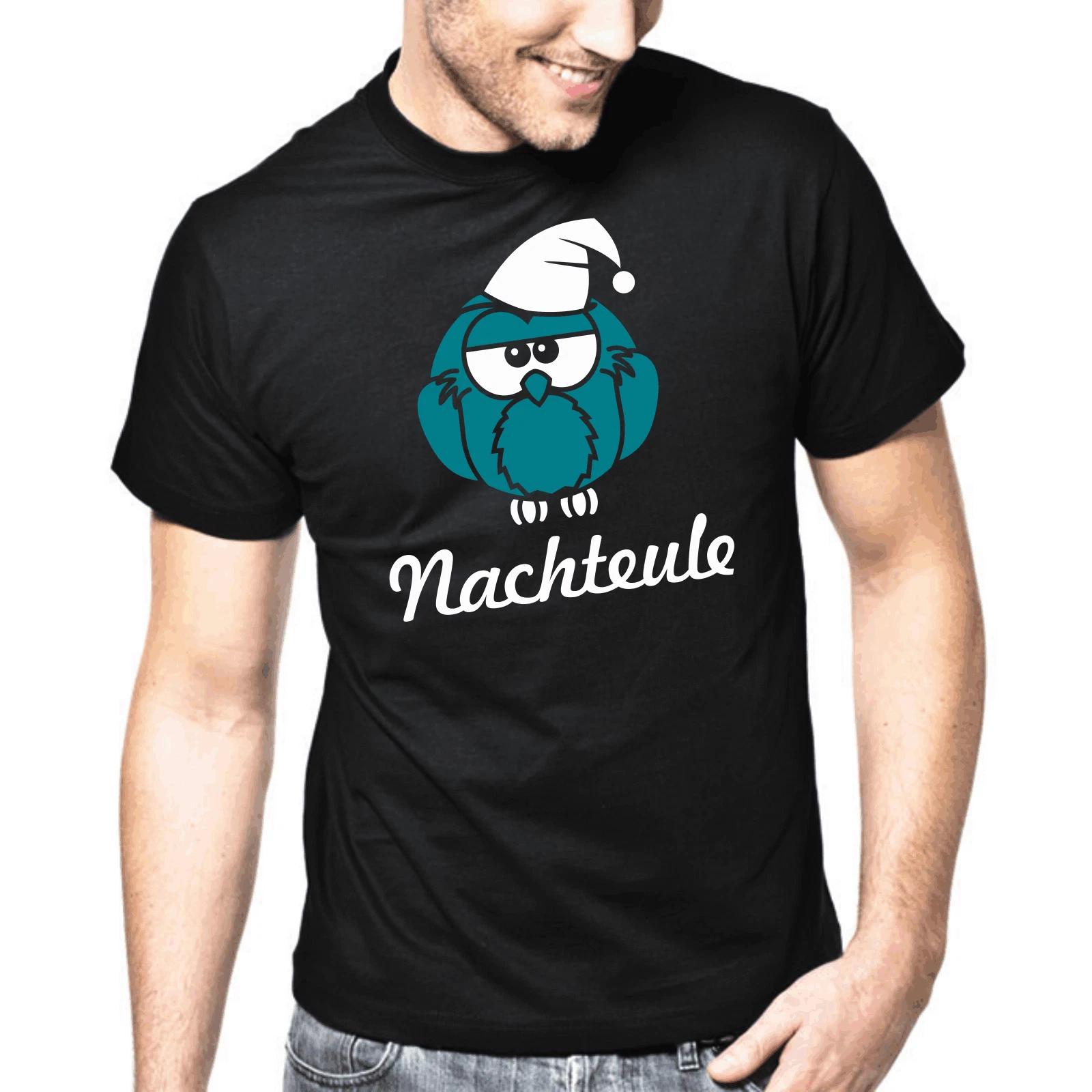 Men s and Women s T-shirts Night Owl Owl Owl Comic Sayings Gift Funny Fun Comedy Fun L