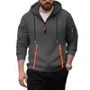 Men's  Loose  Leisure  American Style  Zipper  Multiple Pockets  Hooded Hood  Hoodie