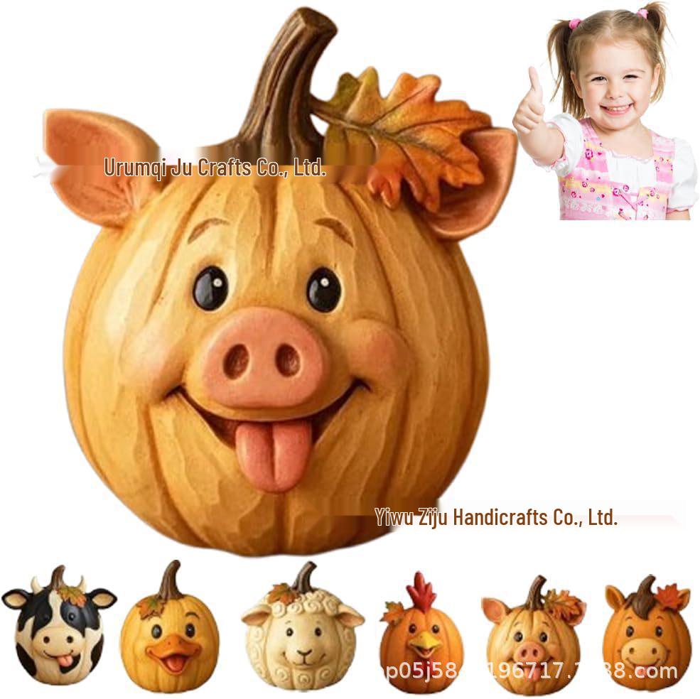 

Animal Pumpkin Resin Figurines: Farm-Themed Cross-Border Ornaments