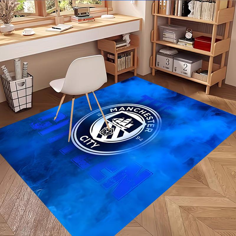 Manchester City FC Print Rug, Washable Floor Carpet, For Entryway Dorm Laundry Room Office Study, Home Decor Birthday Christmas Gift