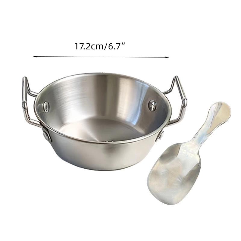 Stainless Steel Household Cuisine Bowl With Handle Rice Wine Bowls Sauce Dish Food Serving Kitchen Tableware