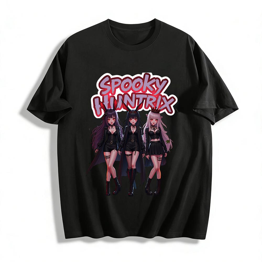 

Gothic Spooky Huntrix Dark Bunny Ear Girls Print Top Edgy Streetwear E-girl Long Sleeve Tee Pure cotton T-shirt XXS