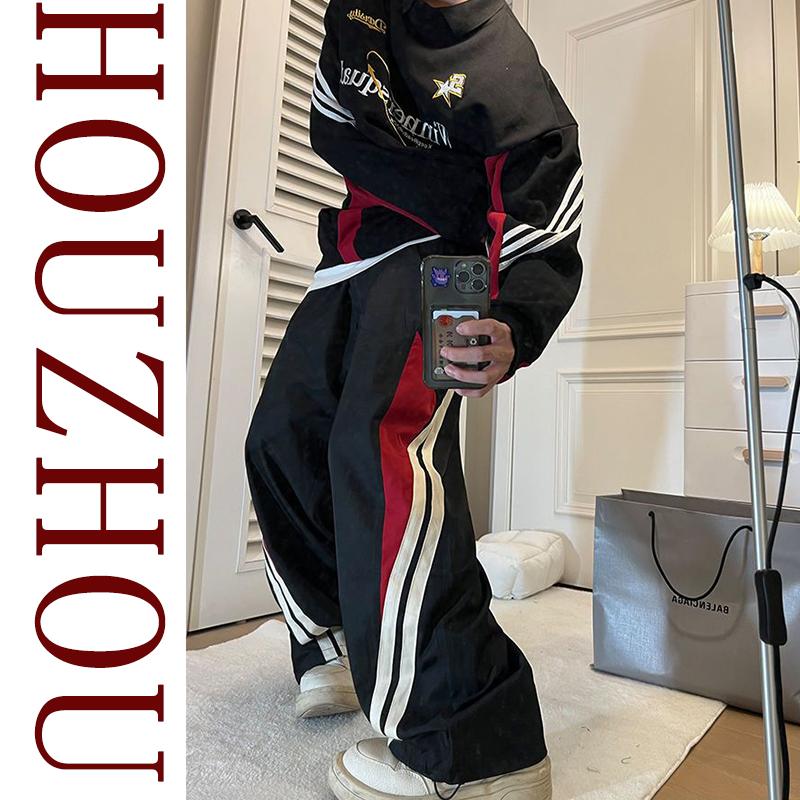 

Винтаж Полосатые Пэчворк Брюки Женщины Повседневные Прямые Брюки Ins Корейский Модный Дизайн Спортивные Спортивные Штаны Оверсайз Беговые Брюки Y2k Стиль