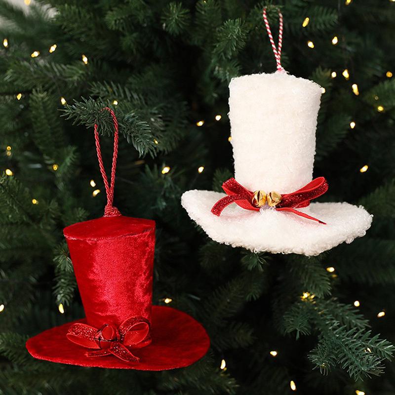 Set of 2 Christmas Hat Ornaments Mini Santa Hats Xmas Tree Hanging Decorations Holiday Party Winter Home Décor Accessories