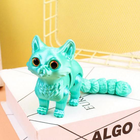 3D Printed Cat Toy Stress Relief Simulation Cat Toy Articulated Animal Fidget Toy Desktop Pet Model Office Desk Decoration Ornament