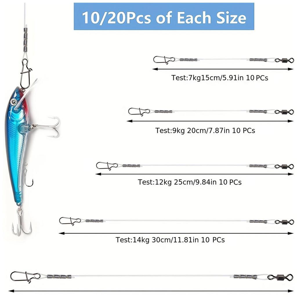 Fluorocarbon Leaders Set for Saltwater Freshwater Fishing Leader Line with Swivel and Snap Fluorocarbon Fishing Leaders