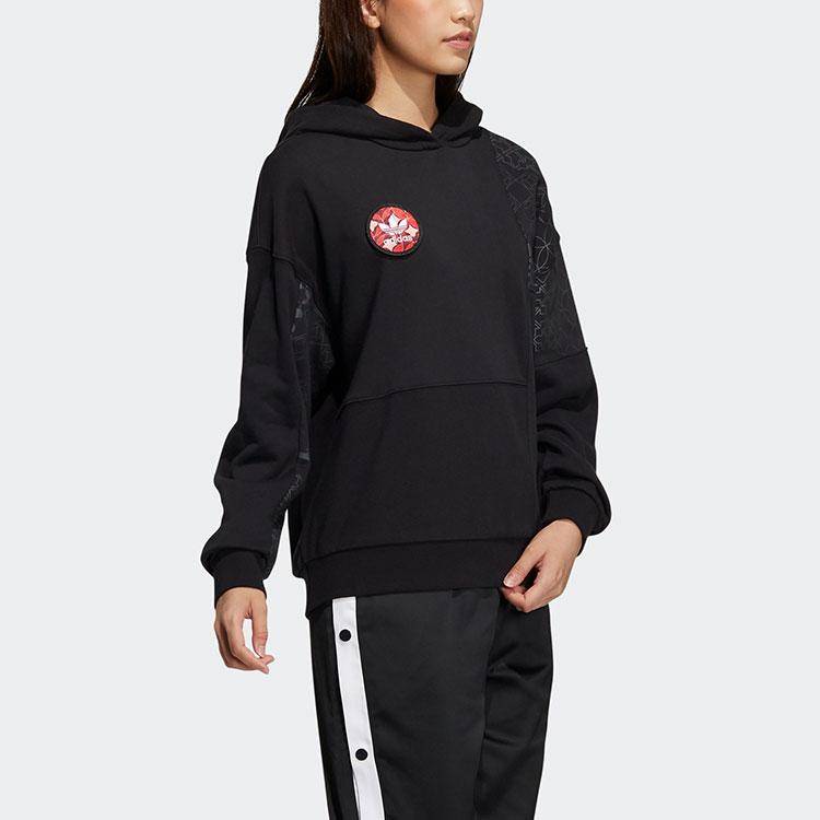 adidas Originals Cny Ribbed Cuff Pullover Hoodie Women Hoodies Black HD0338