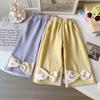 Girls' Winter Velvet Wide-Leg Pants with Bow - Korean Style Fashion