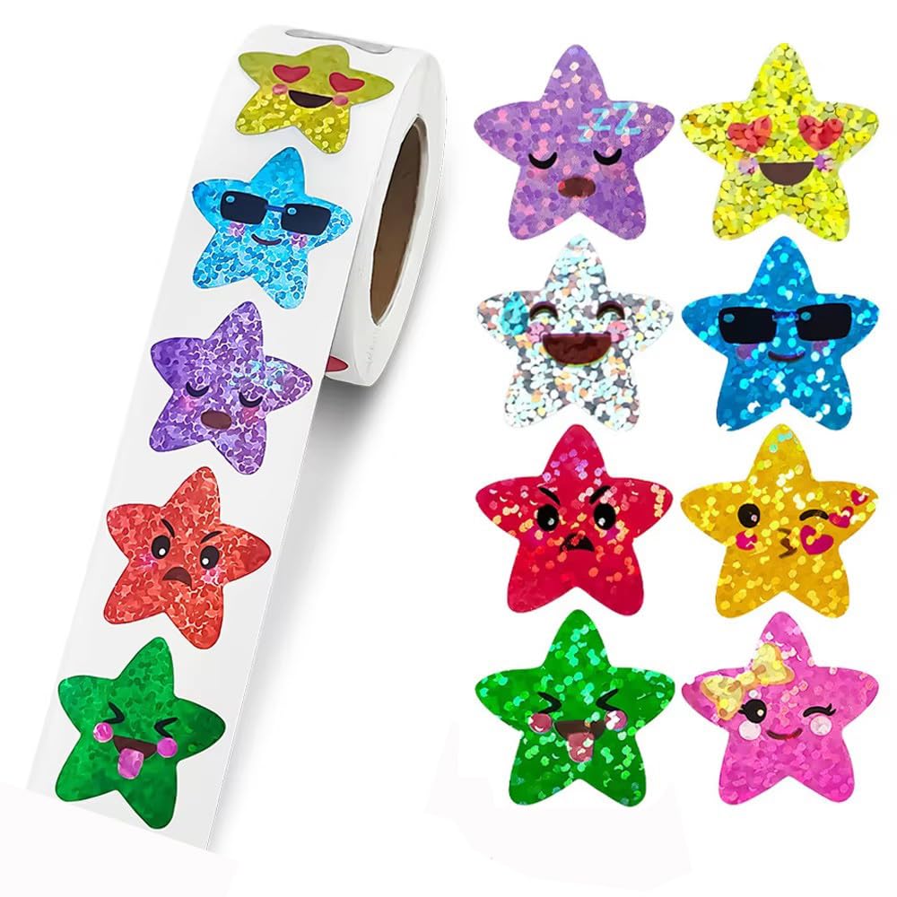 

YJRUNFU Glitter Sparkle Sticker Star Reward Stickers Large Capacity Bonus Stickers Notebook Decoration Kids Learning Tags Cute Diary DIY 500 Sheets
