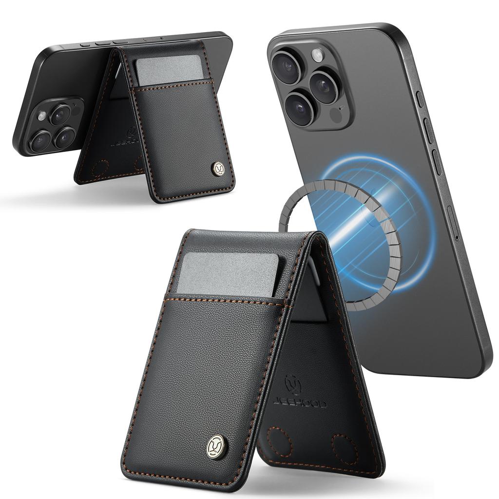 MagSafe ring magnetic card bag is suitable for iPhone17/16/15 series Apple 14/13/12 anti-theft brush leather case