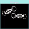 Premium Quality 50pcs Ball Bearing Swivels Double Round Split Rings For Fishing Tackle