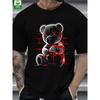 European Sizes Men's Trendy Summer  T-Shirt with Devil Bear Graphic Print