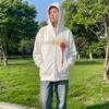 European and American autumn and winter trendy personalized pattern letter print zipper men's and women's long sleeved hoodie
