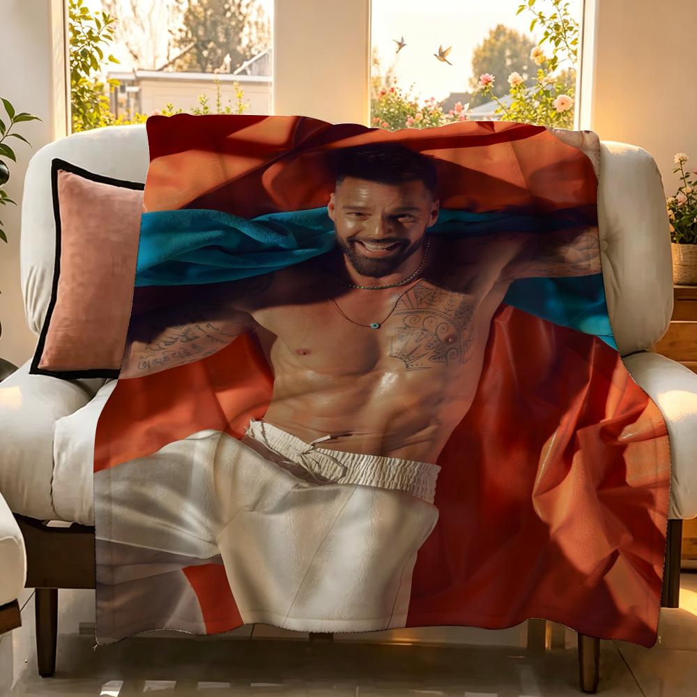 Music RRicky MMartin Throw Flannel Throw Blanket Suitable for Sofa Living Room Bedroom
