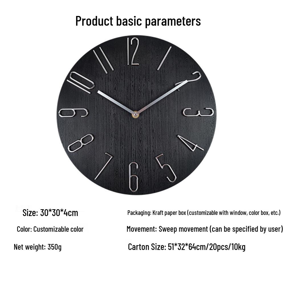 12-inch 30CM Plastic Spanish Wall Clock, No Glass, Light Luxury Decorative Design.