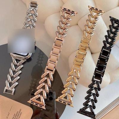 Pulsera de acero inoxidable macizo de lujo para Apple Watch Ultra (49, 42, 40, 44, 41 y 45 mm) para iWatch 8, 7, 6, SE 5, 4, 3 y 2, correa para mujer.