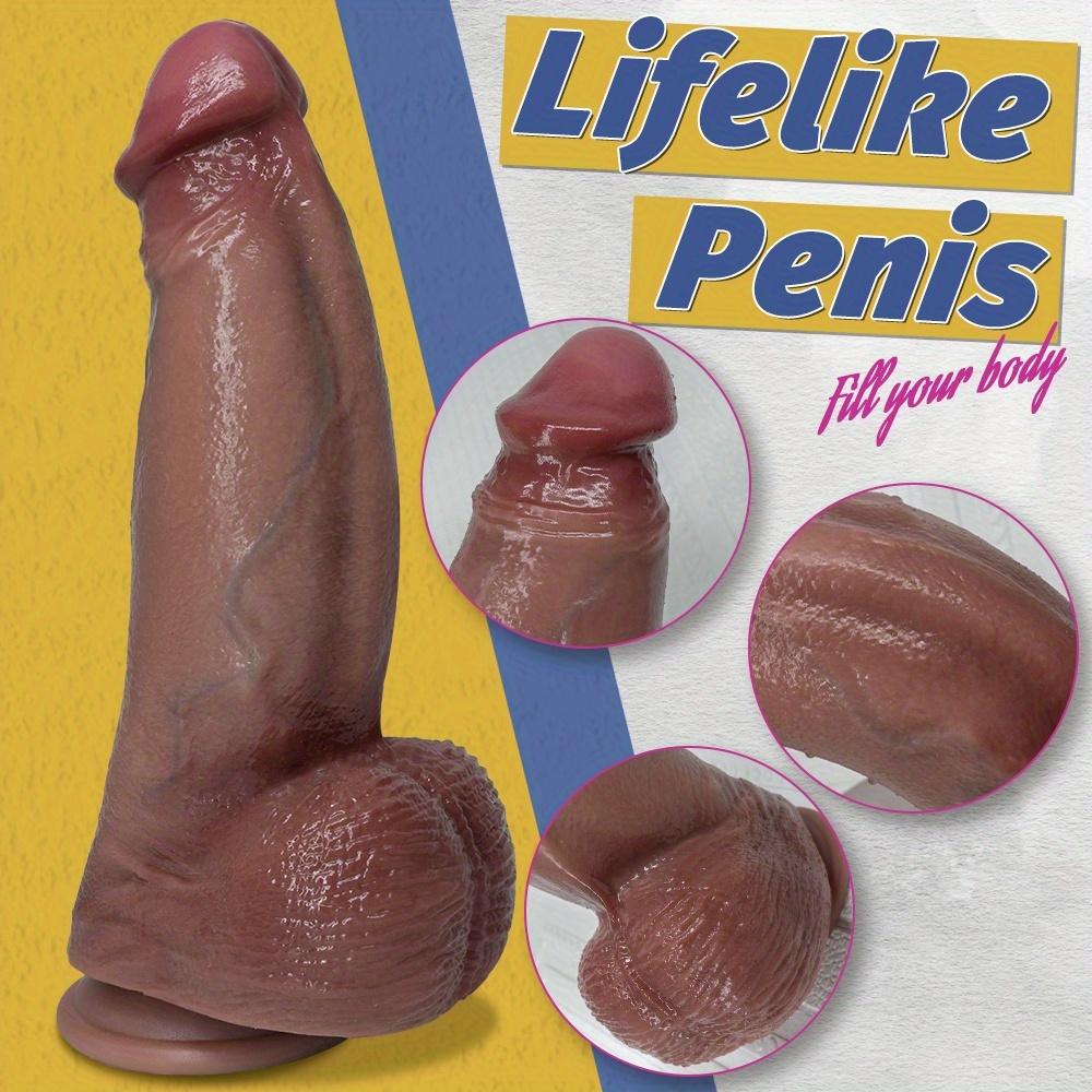Realistic Silicone Suction Cup Dildo, Liquid Silicone Veined Penis Toy, 3 Sizes (S/M/L), Soft Skin Feel Stimulator for Women Men & Couples