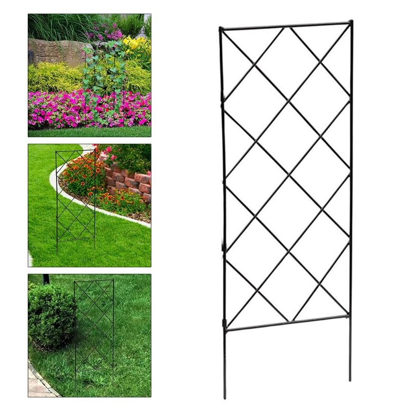 Black Metal Wire Lattice Grid Vines Climbing Trellis Panels Garden Plants Vines Flower Support Frame Decorative Fences
