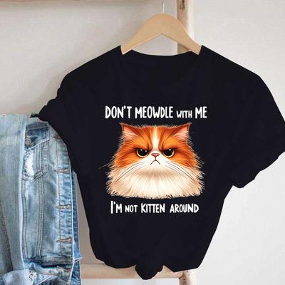 Neue Heiße Katze Fauch Mich Nicht An Ich Mache Keine Witze Gedruckte T-Shirts Frauen Mädchen Unisex Lässig Locker Rundhals