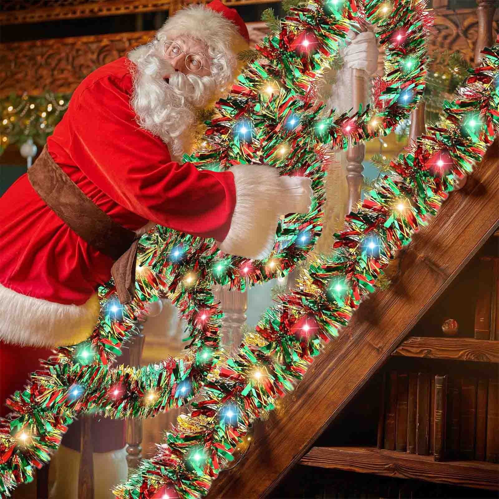 

Зеленая рождественская гирлянда 16,4 фута Рождественская гирлянда с подсветкой 50 светодиодов Подвесная светящаяся рождественская гирлянда Рождественская гирлянда для украшения рождественской елки One Size