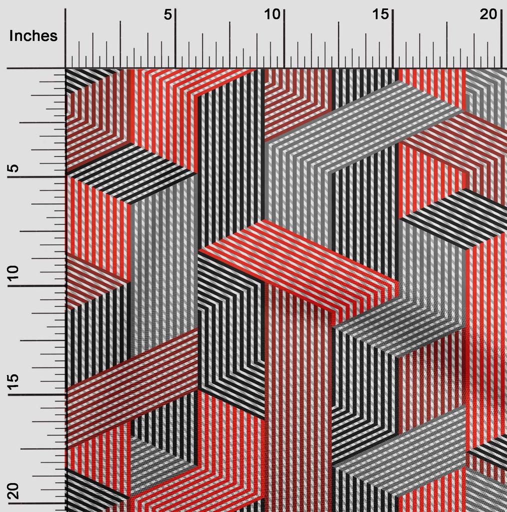 oneOone Baumwoll-Flex Candy Red Stoff Geometrische Quiltzubehör Druck Nähstoff Meterware 40 Zoll