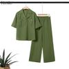 ZANZEA Women Half Sleeve Blouse and Pants Casual Two Piece Suit Sets