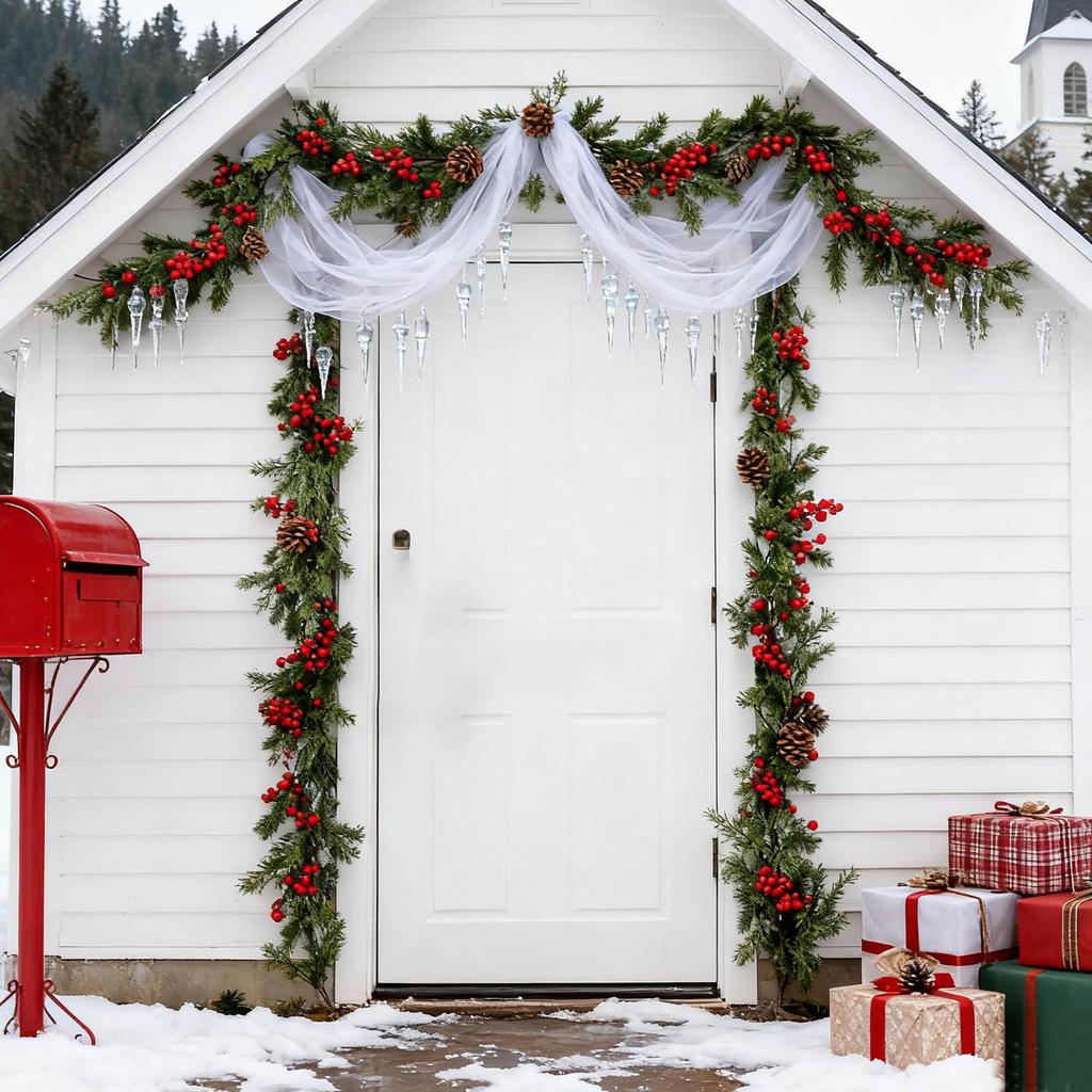 Christmas Norfolk Wreath PE Soft Rubber Texture Needles And Pinevine Christmas Decoration