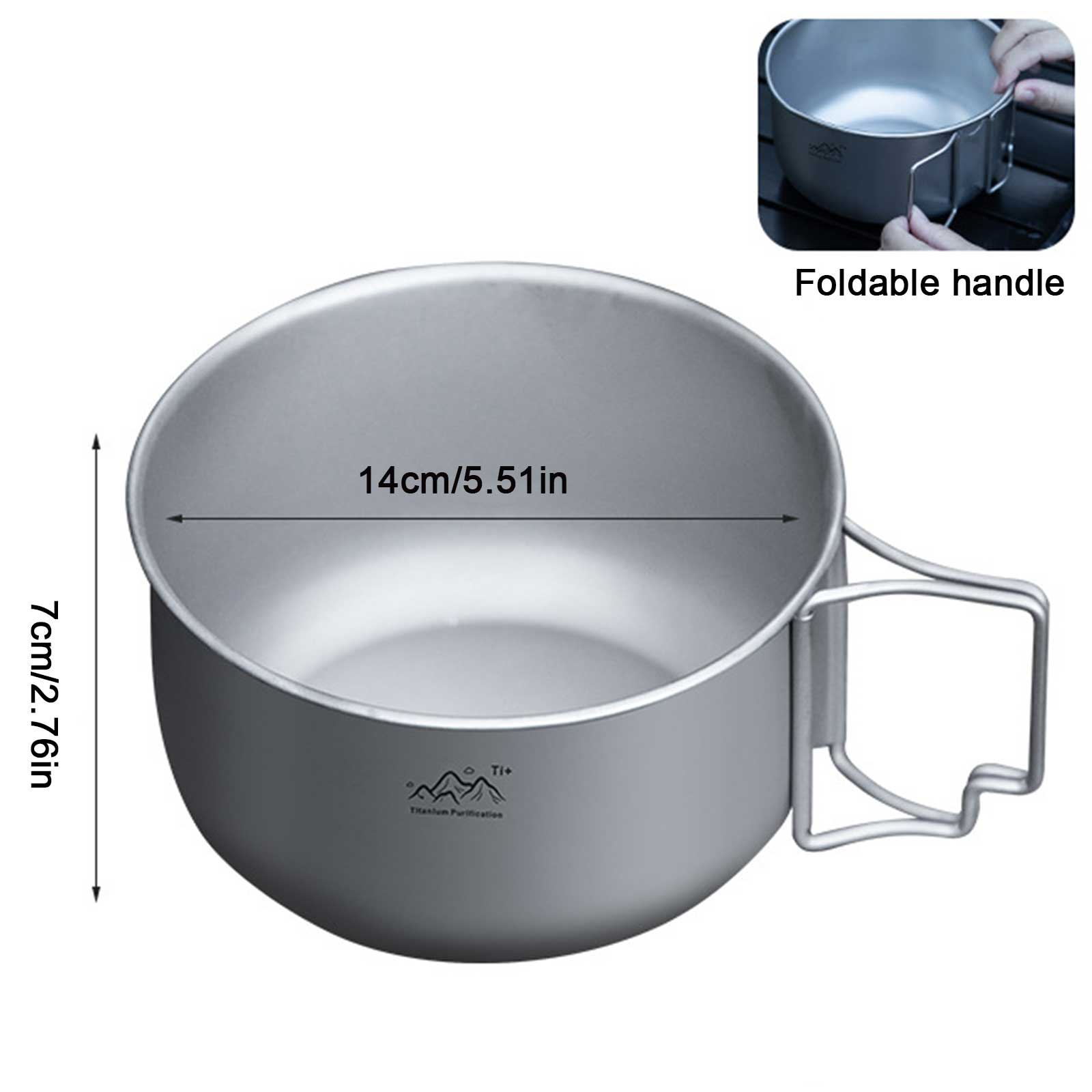 

Ultralight Titanium Camping Pot Portable Cookware Folding Bowl with Handle for Backpacking Hiking Outdoor Cooking Equipment